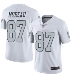 Raiders 87 Foster Moreau White Men Stitched Football Limited Rush Jersey Raiders 87 Foster Moreau White Men Stitched Football Limited Rush Jersey