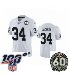 Women Oakland Raiders #34 Bo Jackson White 60th Anniversary Vapor Untouchable Limited Player 100th Season Football Jersey Women Oakland Raiders #34 Bo Jackson White 60th Anniversary Vapor Untouchable Limited Player 100th Season Football Jersey