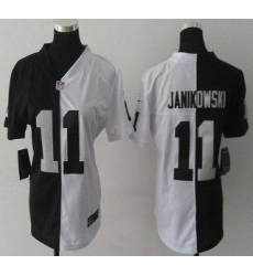 Womens Nike Oakland Raiders 11 Sebastian Janikowski Black and White Split NFL Jersey Womens Nike Oakland Raiders 11 Sebastian Janikowski Black and White Split NFL Jersey