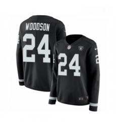 Womens Nike Oakland Raiders 24 Charles Woodson Limited Black Therma Long Sleeve NFL Jersey Womens Nike Oakland Raiders 24 Charles Woodson Limited Black Therma Long Sleeve NFL Jersey