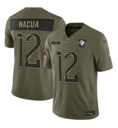 Men Los Angeles Rams 12 Puka Nacua Olive 2025 Salute to Service Limited Stitched Football Jersey Men Los Angeles Rams 12 Puka Nacua Olive 2025 Salute to Service Limited Stitched Football Jersey