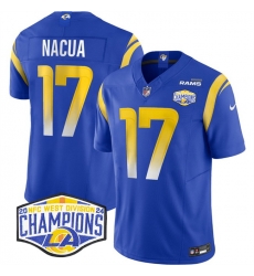 Men Los Angeles Rams 17 Puka Nacua Blue 2024 NFC West Champions F U S E Vapor Untouchable Stitched Football Jersey Men Los Angeles Rams 17 Puka Nacua Blue 2024 NFC West Champions F U S E Vapor Untouchable Stitched Football Jersey
