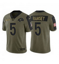 Men Los Angeles Rams 5 Jalen Los Angeles Ramsey Olive 2021 Salute To Service Limited Stitched Jersey Men Los Angeles Rams 5 Jalen Los Angeles Ramsey Olive 2021 Salute To Service Limited Stitched Jersey