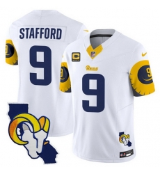 Men Los Angeles Rams 9 Matthew Stafford White 2025 4 Star C Patch F U S E V2 Limited Stitched Football Jersey Men Los Angeles Rams 9 Matthew Stafford White 2025 4 Star C Patch F U S E V2 Limited Stitched Football Jersey
