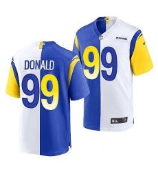 Men Los Angeles Rams 99 Aaron Donald Royal White Split Stitched Football Jerse Men Los Angeles Rams 99 Aaron Donald Royal White Split Stitched Football Jerse