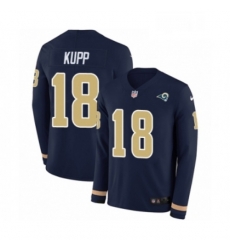 Men Nike Los Angeles Rams 18 Cooper Kupp Limited Navy Blue Therma Long Sleeve NFL Jersey Men Nike Los Angeles Rams 18 Cooper Kupp Limited Navy Blue Therma Long Sleeve NFL Jersey