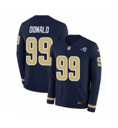 Men Nike Los Angeles Rams 99 Aaron Donald Limited Navy Blue Therma Long Sleeve NFL Jersey Men Nike Los Angeles Rams 99 Aaron Donald Limited Navy Blue Therma Long Sleeve NFL Jersey