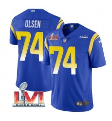 Nike Los Angeles Rams 74 Merlin Olsen Royal 2022 Super Bowl LVI Vapor Limited Jersey Nike Los Angeles Rams 74 Merlin Olsen Royal 2022 Super Bowl LVI Vapor Limited Jersey
