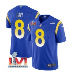 Nike Los Angeles Rams 8 Matt Gay Royal 2022 Super Bowl LVI Vapor Limited Jersey Nike Los Angeles Rams 8 Matt Gay Royal 2022 Super Bowl LVI Vapor Limited Jersey