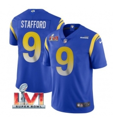 Nike Los Angeles Rams 9 Matthew Stafford Royal 2022 Super Bowl LVI Vapor Limited Jersey Nike Los Angeles Rams 9 Matthew Stafford Royal 2022 Super Bowl LVI Vapor Limited Jersey