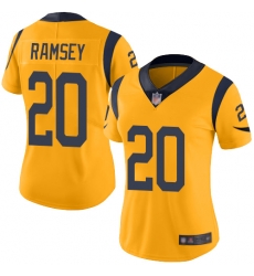 Women Rams 20 Jalen Ramsey Gold Stitched Football Limited Rush Jersey Women Rams 20 Jalen Ramsey Gold Stitched Football Limited Rush Jersey