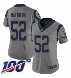 Women Rams 52 Clay Matthews Gray Stitched Football Limited Inverted Legend 100th Season Jersey Women Rams 52 Clay Matthews Gray Stitched Football Limited Inverted Legend 100th Season Jersey