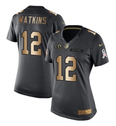 Womens Nike Rams #12 Sammy Watkins Black Stitched NFL Limited Gold Salute to Service Jersey Womens Nike Rams #12 Sammy Watkins Black Stitched NFL Limited Gold Salute to Service Jersey