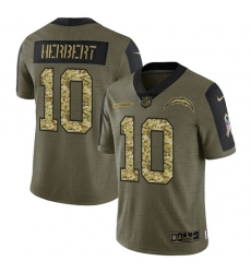 Men Los Angeles Chargers 10 Justin Herbert 2021 Salute To Service Olive Camo Limited Stitched Jersey Men Los Angeles Chargers 10 Justin Herbert 2021 Salute To Service Olive Camo Limited Stitched Jersey