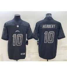 Men Los Angeles Chargers 10 Justin Herbert Black Reflective Limited Stitched Football Jersey Men Los Angeles Chargers 10 Justin Herbert Black Reflective Limited Stitched Football Jersey
