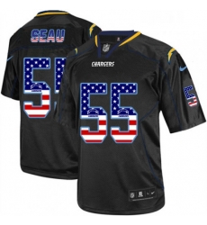 Men Nike Los Angeles Chargers 55 Junior Seau Elite Black USA Flag Fashion NFL Jersey Men Nike Los Angeles Chargers 55 Junior Seau Elite Black USA Flag Fashion NFL Jersey