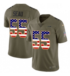 Men Nike Los Angeles Chargers 55 Junior Seau Limited OliveUSA Flag 2017 Salute to Service NFL Jersey Men Nike Los Angeles Chargers 55 Junior Seau Limited OliveUSA Flag 2017 Salute to Service NFL Jersey