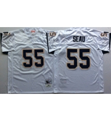 Men Nike Los Angeles Chargers 55 Junior Seau White M&N Throwback Jersey Men Nike Los Angeles Chargers 55 Junior Seau White M&N Throwback Jersey