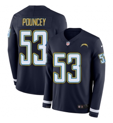 Nike Chargers #53 Mike Pouncey Navy Blue Team Color Men Stitched NFL Limited Therma Long Sleeve Jersey Nike Chargers #53 Mike Pouncey Navy Blue Team Color Men Stitched NFL Limited Therma Long Sleeve Jersey