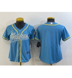 Women Los Angeles Chargers Blank Blue With Patch Cool Base Stitched Baseball Jersey Women Los Angeles Chargers Blank Blue With Patch Cool Base Stitched Baseball Jersey