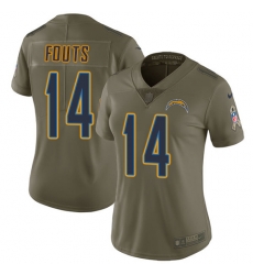 Womens Nike Chargers #14 Dan Fouts Olive Stitched NFL Limited 2017 Salute to Service Jersey Womens Nike Chargers #14 Dan Fouts Olive Stitched NFL Limited 2017 Salute to Service Jersey