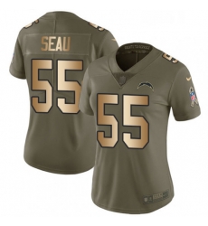 Womens Nike Los Angeles Chargers 55 Junior Seau Limited OliveGold 2017 Salute to Service NFL Jersey Womens Nike Los Angeles Chargers 55 Junior Seau Limited OliveGold 2017 Salute to Service NFL Jersey