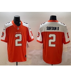 Men Denver Broncos 2 Patrick Surtain II Orange White 2024 F U S E V2 Throwback Vapor Limited Alternate Stitched Football Jersey Men Denver Broncos 2 Patrick Surtain II Orange White 2024 F U S E V2 Throwback Vapor Limited Alternate Stitched Football Jersey