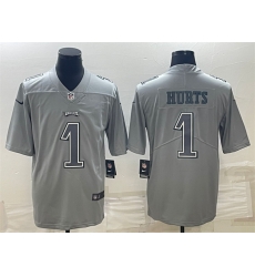 Men Philadelphia Eagles 1 Jalen Hurts Gray Atmosphere Fashion Stitched Jersey Men Philadelphia Eagles 1 Jalen Hurts Gray Atmosphere Fashion Stitched Jersey