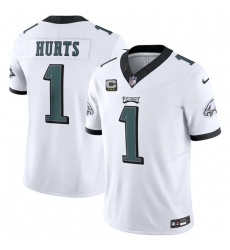 Men Philadelphia Eagles 1 Jalen Hurts White 2023 F U S E With C Patch Vapor Untouchable Limited Stitched Football Jersey Men Philadelphia Eagles 1 Jalen Hurts White 2023 F U S E With C Patch Vapor Untouchable Limited Stitched Football Jersey