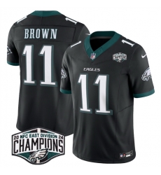 Men Philadelphia Eagles 11 A J Brown Black 2024 New NFC East Champions F U S E Vapor Untouchable Limited Stitched Football Jersey Men Philadelphia Eagles 11 A J Brown Black 2024 New NFC East Champions F U S E Vapor Untouchable Limited Stitched Football Jersey