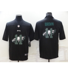Men Philadelphia Eagles 11 A J Brown Black Shadow Logo Limited Stitched Jerse Men Philadelphia Eagles 11 A J Brown Black Shadow Logo Limited Stitched Jerse