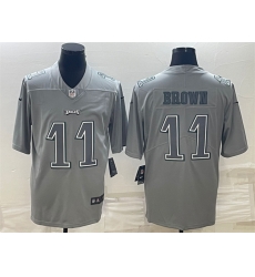 Men Philadelphia Eagles 11 A J Brown Gray Atmosphere Fashion Stitched Jersey Men Philadelphia Eagles 11 A J Brown Gray Atmosphere Fashion Stitched Jersey