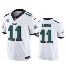 Men Philadelphia Eagles 11 A J Brown White 2023 F U S E With 1 Star C Patch Vapor Untouchable Limited Stitched Football Jersey Men Philadelphia Eagles 11 A J Brown White 2023 F U S E With 1 Star C Patch Vapor Untouchable Limited Stitched Football Jersey