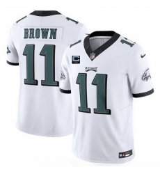 Men Philadelphia Eagles 11 A J Brown White F U S E With 2 Star C Patch Vapor Untouchable Limited Stitched Football Jersey Men Philadelphia Eagles 11 A J Brown White F U S E With 2 Star C Patch Vapor Untouchable Limited Stitched Football Jersey
