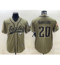 Men Philadelphia Eagles 20 Brian Dawkins Olive 2022 Salute To Service Cool Base Stitched Baseball Jersey Men Philadelphia Eagles 20 Brian Dawkins Olive 2022 Salute To Service Cool Base Stitched Baseball Jersey