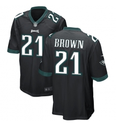 Men Philadelphia Eagles 21 Sydney Brown Black Stitched Game Jersey Men Philadelphia Eagles 21 Sydney Brown Black Stitched Game Jersey