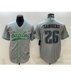 Men Philadelphia Eagles 26 Miles Sanders Gray With Patch Cool Base Stitched Baseball JerseyS Men Philadelphia Eagles 26 Miles Sanders Gray With Patch Cool Base Stitched Baseball JerseyS