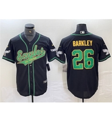 Men Philadelphia Eagles 26 Saquon Barkley Black Gold Cool Base Baseball Stitched Jersey Men Philadelphia Eagles 26 Saquon Barkley Black Gold Cool Base Baseball Stitched Jersey
