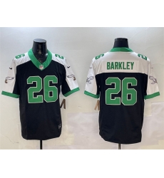 Men Philadelphia Eagles 26 Saquon Barkley Black White F U S E Vapor Untouchable Limited Stitched Football Jersey Men Philadelphia Eagles 26 Saquon Barkley Black White F U S E Vapor Untouchable Limited Stitched Football Jersey
