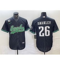 Men Philadelphia Eagles 26 Saquon Barkley Black With 3 star C Patch Cool Base Baseball Stitched Jerseys Men Philadelphia Eagles 26 Saquon Barkley Black With 3 star C Patch Cool Base Baseball Stitched Jerseys