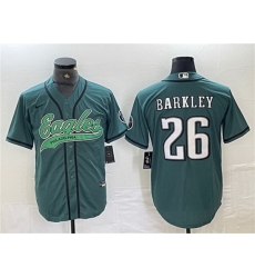Men Philadelphia Eagles 26 Saquon Barkley Green Cool Base Baseball Stitched Jersey Men Philadelphia Eagles 26 Saquon Barkley Green Cool Base Baseball Stitched Jersey