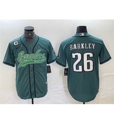 Men Philadelphia Eagles 26 Saquon Barkley Green With 3 star C Patch Cool Base Baseball Stitched Jerseys Men Philadelphia Eagles 26 Saquon Barkley Green With 3 star C Patch Cool Base Baseball Stitched Jerseys