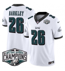 Men Philadelphia Eagles 26 Saquon Barkley White 2024 NFC East Champions F U S E Vapor Untouchable Limited Stitched Football Jersey Men Philadelphia Eagles 26 Saquon Barkley White 2024 NFC East Champions F U S E Vapor Untouchable Limited Stitched Football Jersey
