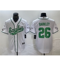 Men Philadelphia Eagles 26 Saquon Barkley White Cool Base Baseball Stitched Jerseys Men Philadelphia Eagles 26 Saquon Barkley White Cool Base Baseball Stitched Jerseys