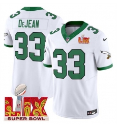Men Philadelphia Eagles 33 Cooper DeJean White 2025 Super Bowl LIX Patch F U S E Vapor Untouchable Limited Stitched Football Jersey Men Philadelphia Eagles 33 Cooper DeJean White 2025 Super Bowl LIX Patch F U S E Vapor Untouchable Limited Stitched Football Jersey
