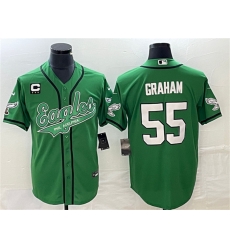 Men Philadelphia Eagles 55 Brandon Graham Green With C Patch Cool Base Stitched Baseball Jersey Men Philadelphia Eagles 55 Brandon Graham Green With C Patch Cool Base Stitched Baseball Jersey