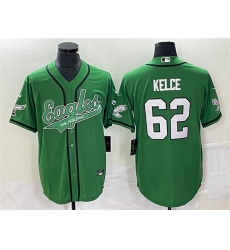 Men Philadelphia Eagles 62 Jason Kelce Green Cool Base Stitched Baseball Jersey Men Philadelphia Eagles 62 Jason Kelce Green Cool Base Stitched Baseball Jersey