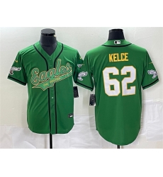 Men Philadelphia Eagles 62 Jason Kelce Green Gold Cool Base Stitched Baseball Jersey Men Philadelphia Eagles 62 Jason Kelce Green Gold Cool Base Stitched Baseball Jersey