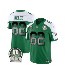 Men Philadelphia Eagles 62 Jason Kelce Green White 2023 F U S E With 4 Star C Patch Throwback Vapor Untouchable Limited Stitched Football Jersey Men Philadelphia Eagles 62 Jason Kelce Green White 2023 F U S E With 4 Star C Patch Throwback Vapor Untouchable Limited Stitched Football Jersey
