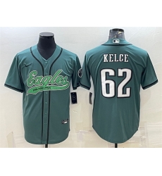 Men Philadelphia Eagles 62 Jason Kelce Green With Patch Cool Base Stitched Baseball Jersey Men Philadelphia Eagles 62 Jason Kelce Green With Patch Cool Base Stitched Baseball Jersey